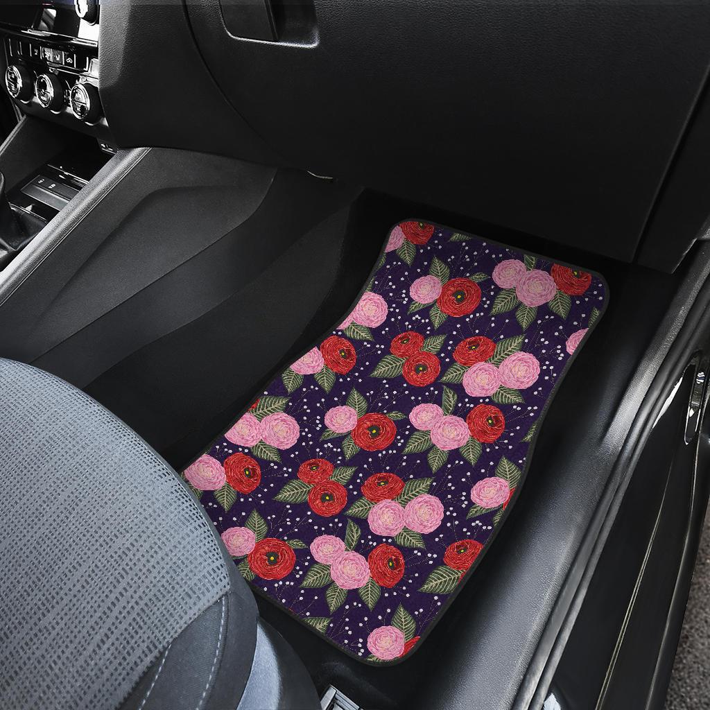 Camellia Pattern Print Design CM02 Car Floor Mats-JorJune