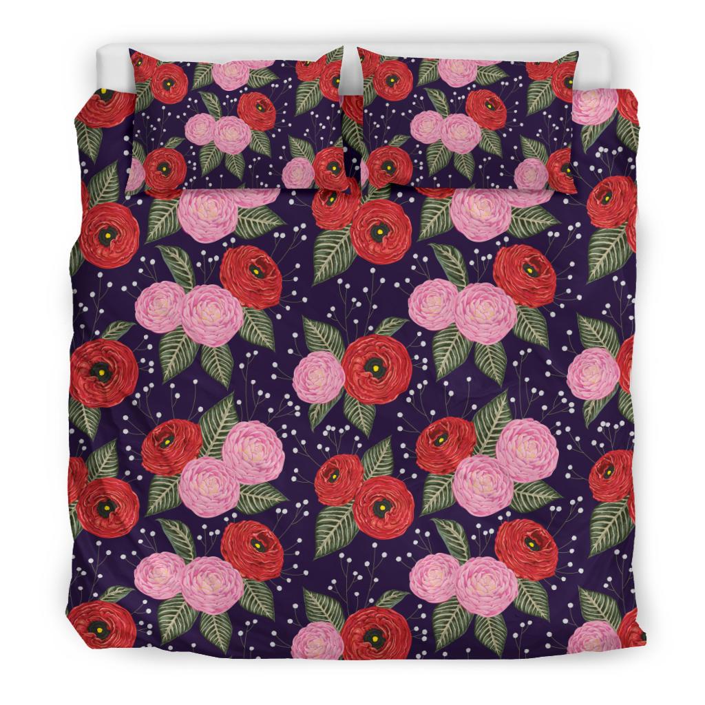 Camellia Pattern Print Design CM02 Duvet Cover Bedding Set-JORJUNE.COM