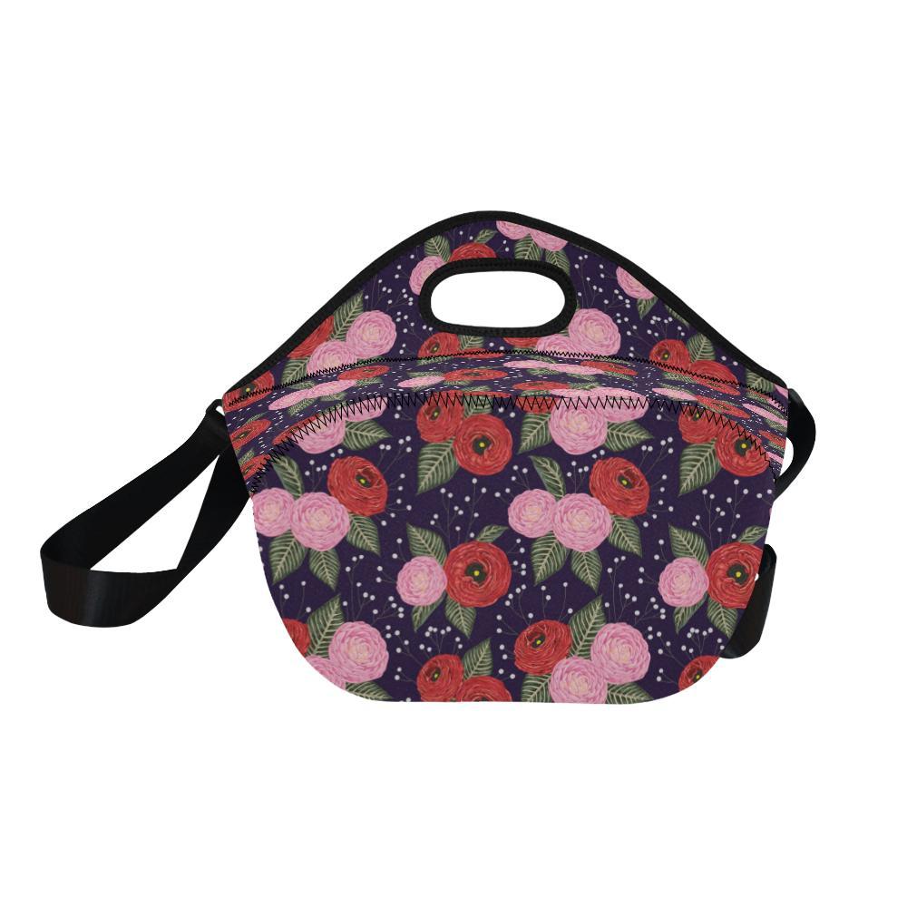 Camellia Pattern Print Design CM02 Neoprene Lunch Bag-JorJune