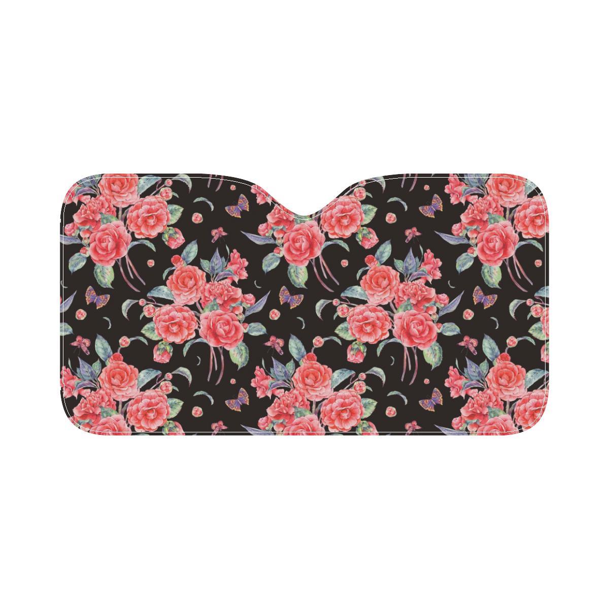Camellia Pattern Print Design CM03 Car Sun Shade-JorJune