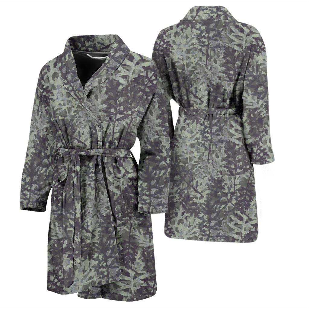 Camouflage Fern Pattern Print Design 05 Men Bathrobe-JORJUNE.COM