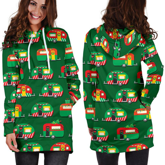 Camper Camping Christmas Themed Print Women Hoodie Dress