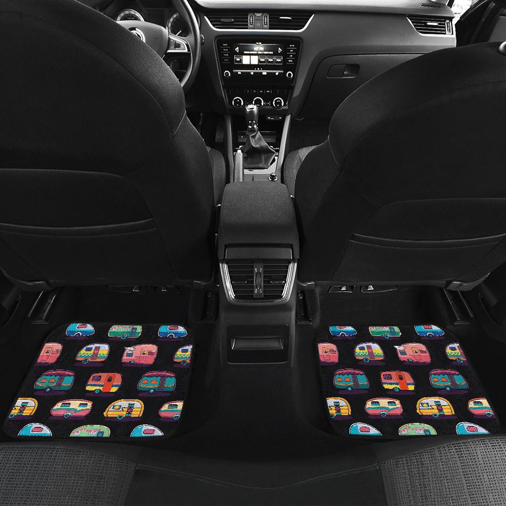 Camper Camping Pattern Front and Back Car Floor Mats