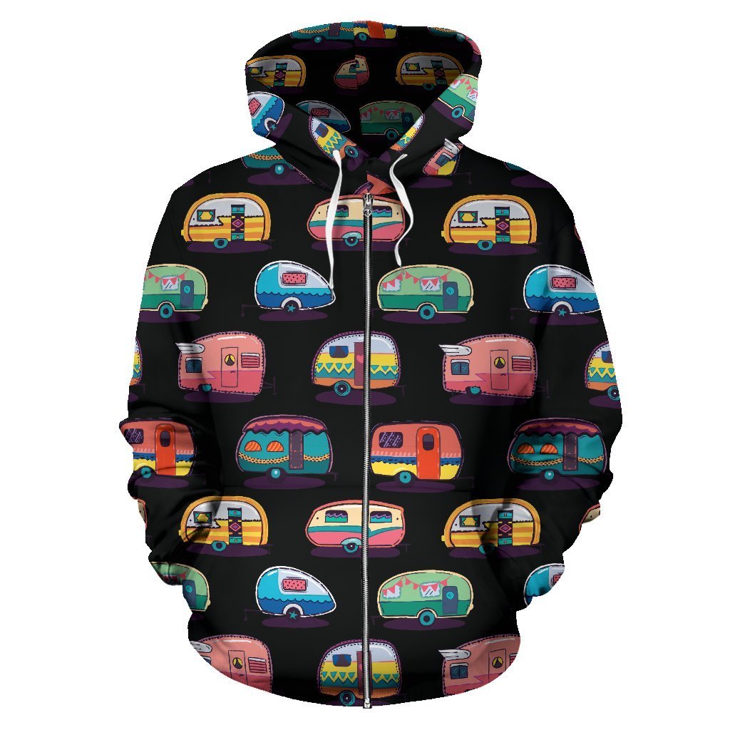 Camping All Over Zip Up Hoodie