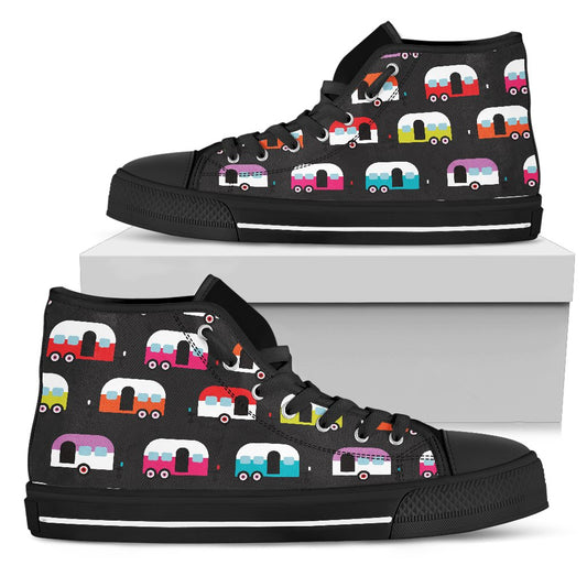 Camper Caravan Pattern Men High Top Shoes