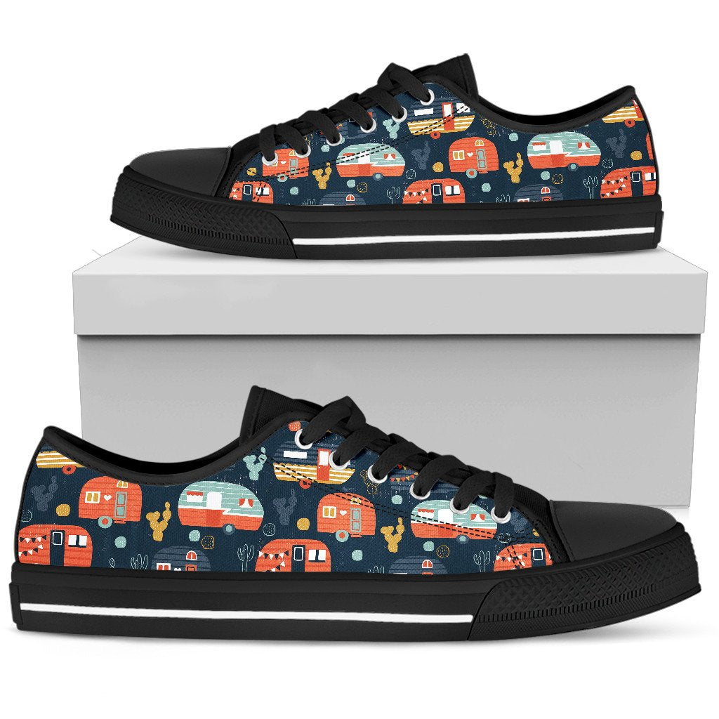 Camper Caravan Print Pattern Men Low Top Shoes