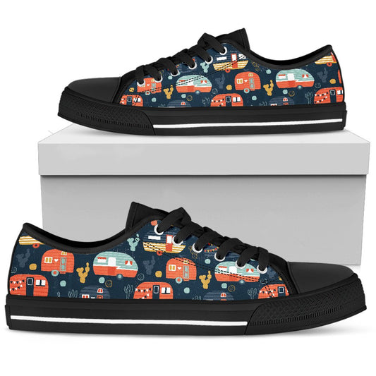 Camper Caravan Print Pattern Women Low Top Shoes