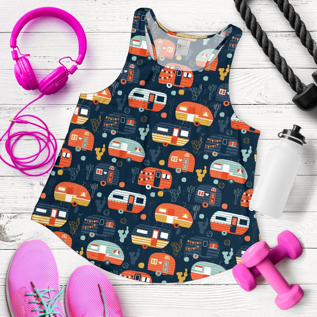 Camper Caravan Print Pattern Women Racerback Tank Top