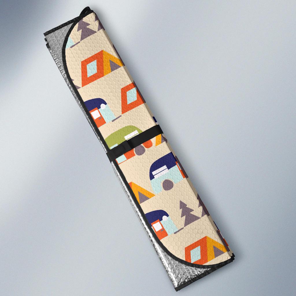 Camper Tent Pattern Print Design 03 Car Sun Shade-JORJUNE.COM