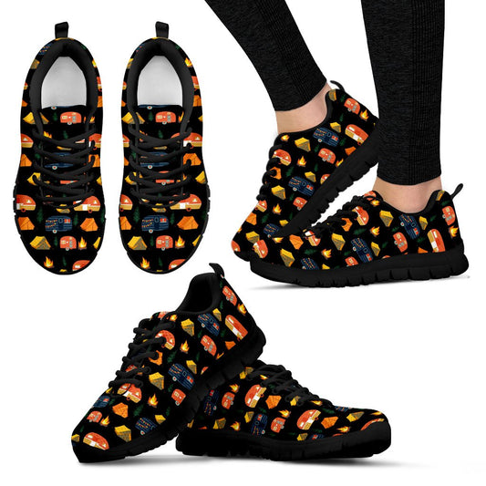 Camper with Tent Camping no2 Print Design Women Sneakers Shoes