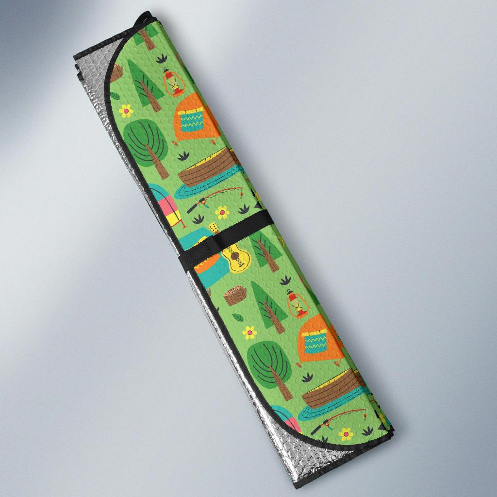Camping Camper Pattern Print Design 04 Car Sun Shade-JORJUNE.COM