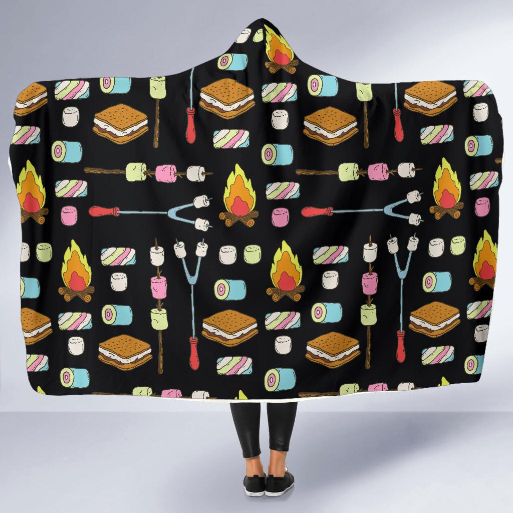 Camping Campfire Marshmallows Hooded Blanket-JORJUNE.COM