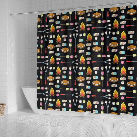Camping Campfire Marshmallows Shower Curtain