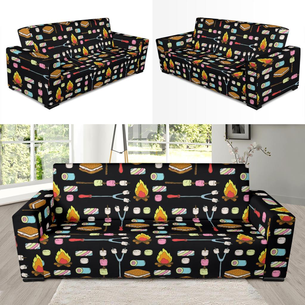 Camping Campfire Marshmallows Sofa Slipcover-JORJUNE.COM