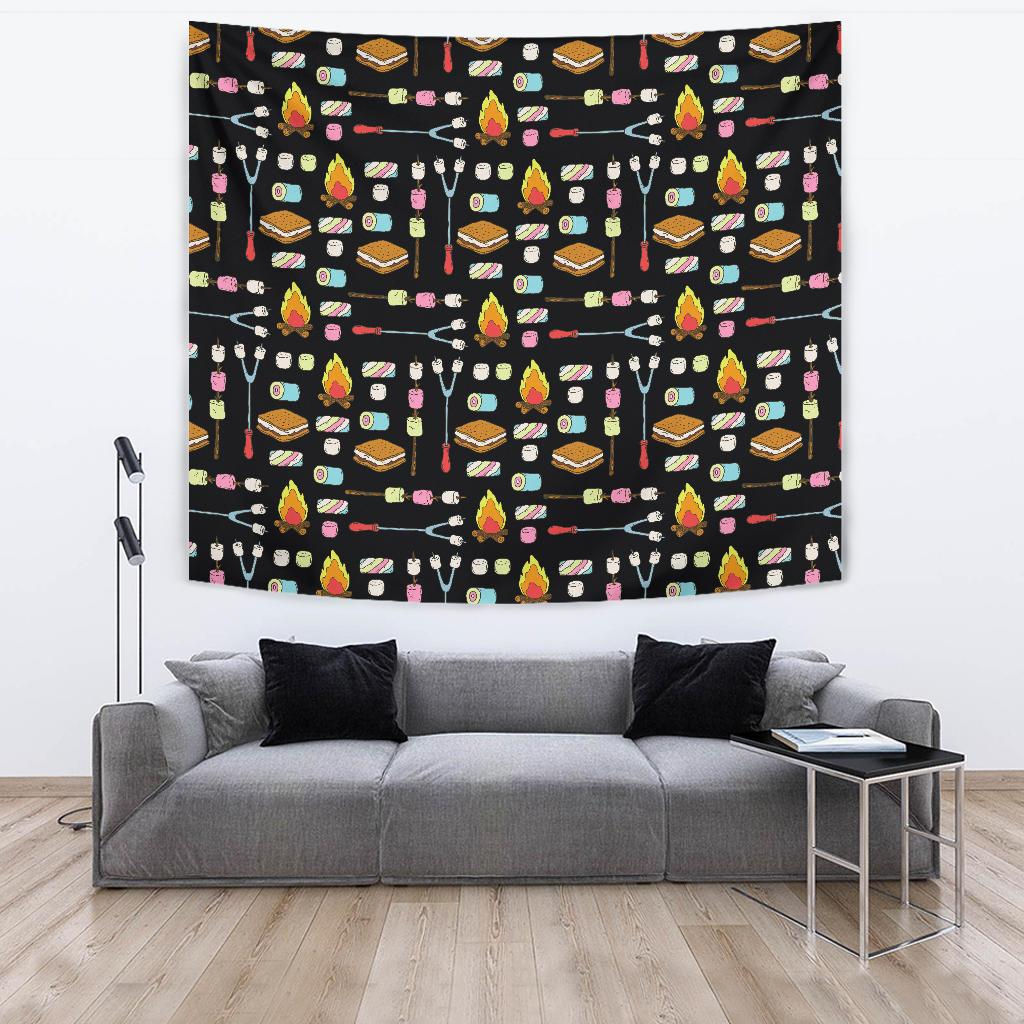 Camping Campfire Marshmallows Tapestry