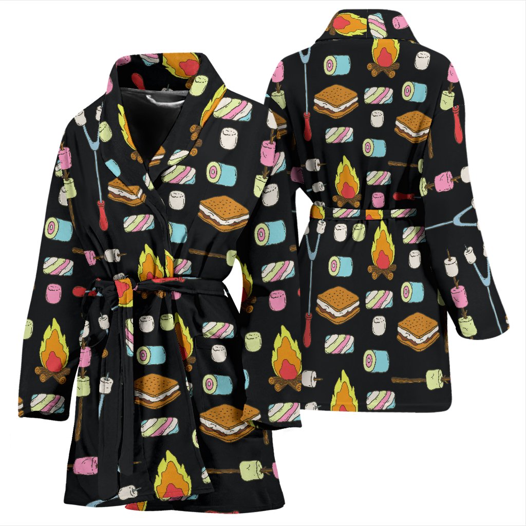 Camping Campfire Marshmallows Women Bath Robe