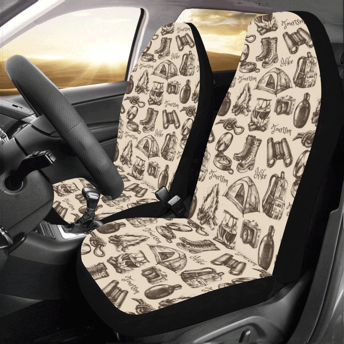 Camping Pattern Print Design 01 Car Seat Covers (Set of 2)-JORJUNE.COM