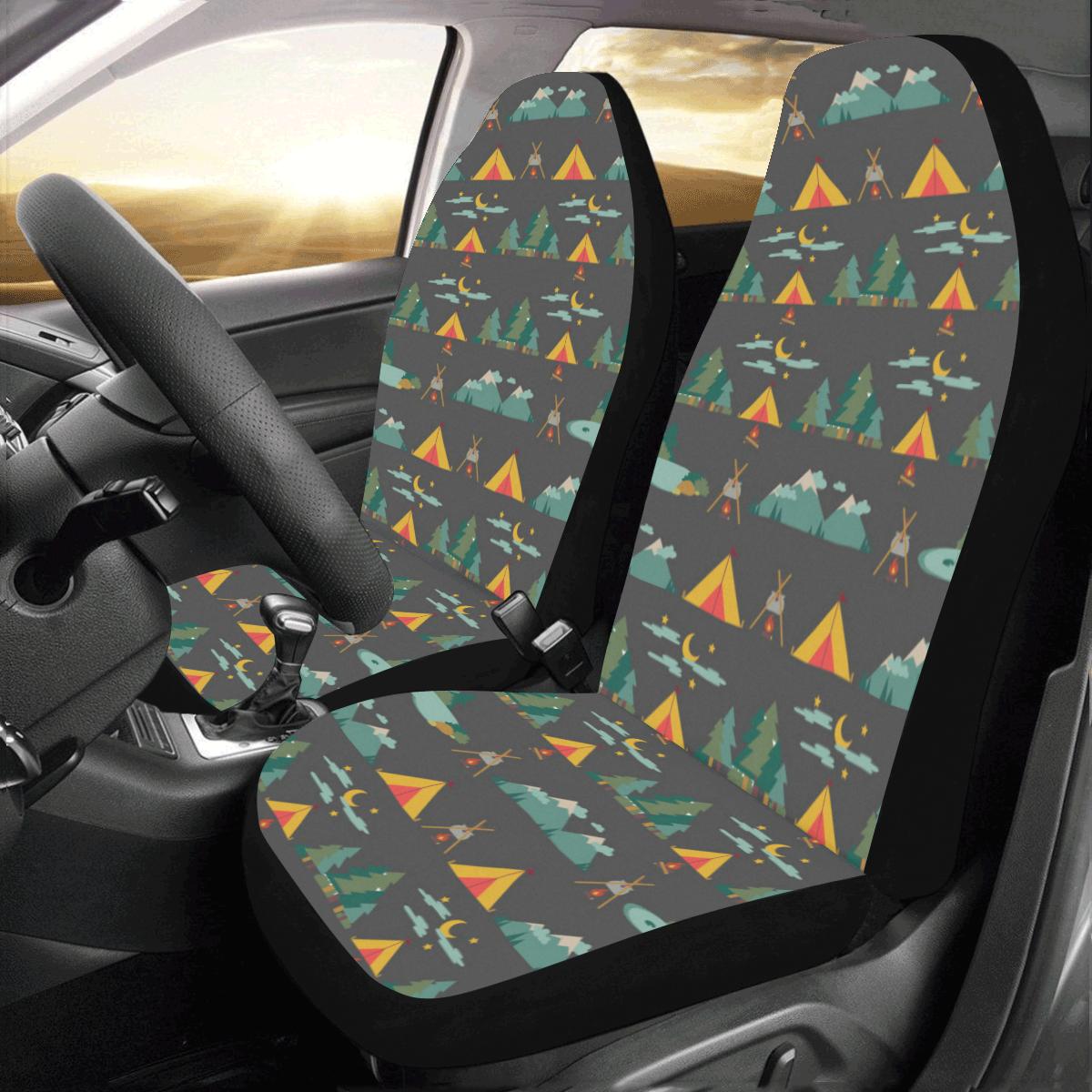 Camping Tent Pattern Print Design 03 Car Seat Covers (Set of 2)-JORJUNE.COM