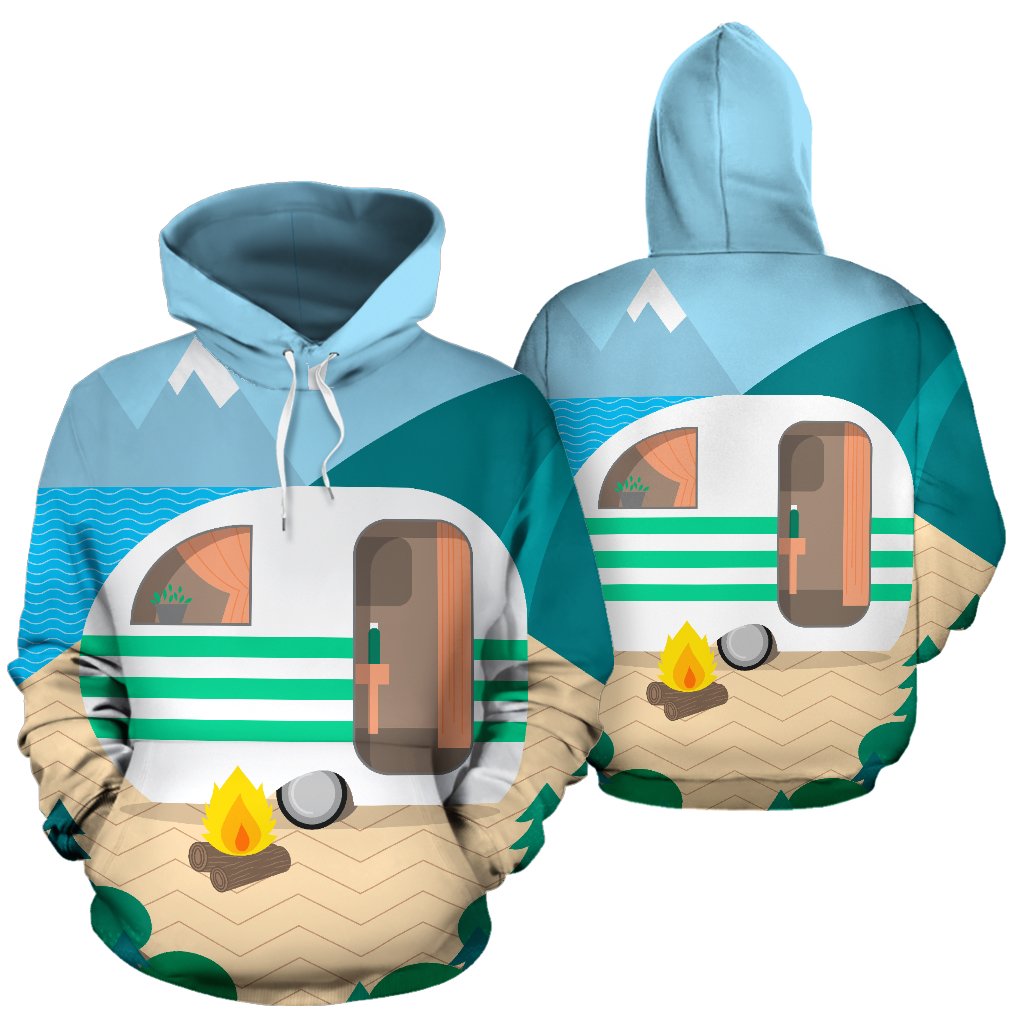 Camping with Camper Themed All Over Print Hoodie