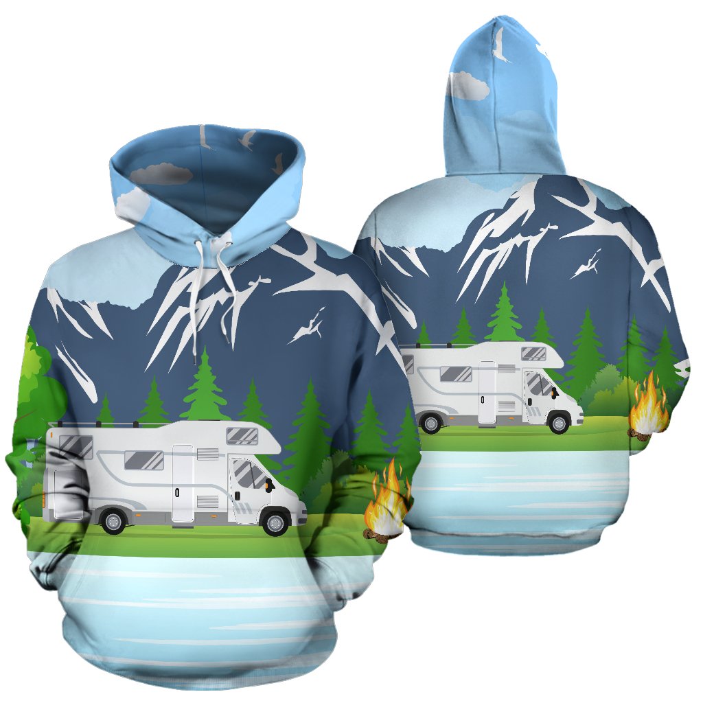 Camping With Motorhome no2 Design All Over Print Hoodie