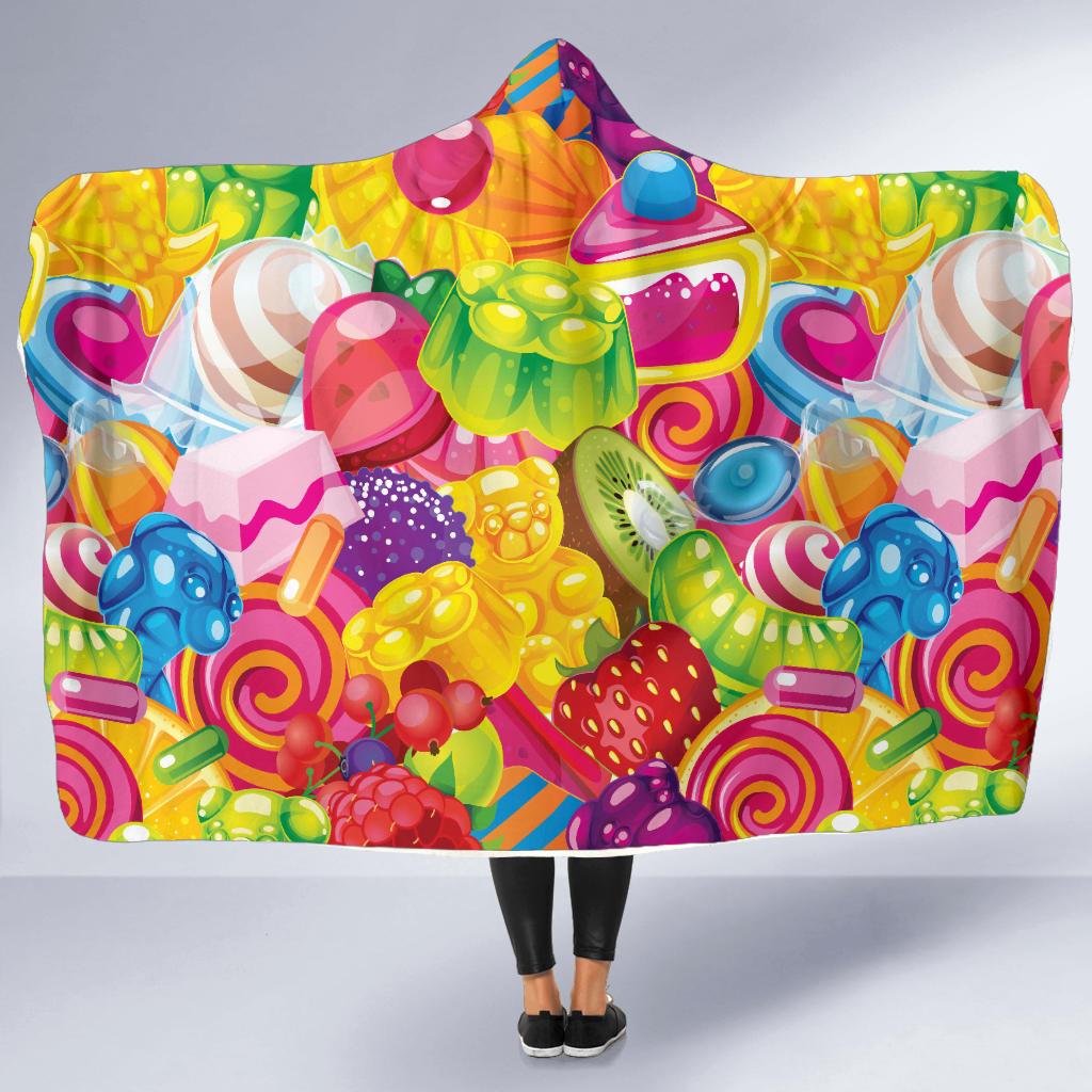 Candy Pattern Print Design CA01 Hooded Blanket-JORJUNE.COM