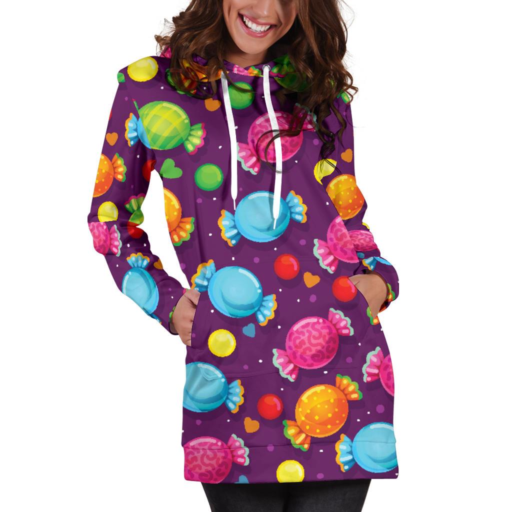 Candy Pattern Print Design CA05 Women Hoodie Dress