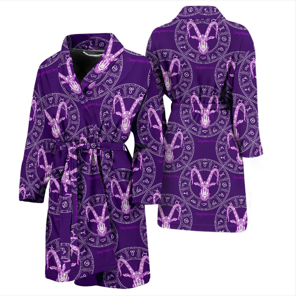 Capricorn Zodiac Pattern Print Design 04 Men Bathrobe-JORJUNE.COM