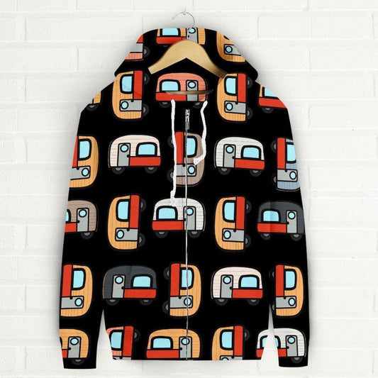 Caravan Camper Camping Women Men Zip Up Hoodie