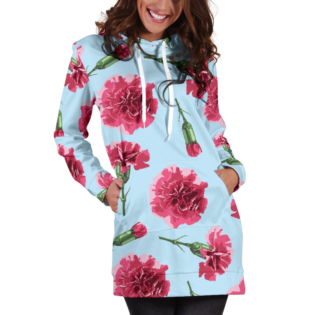 Carnations Pattern Print Design CN01 Women Hoodie Dress