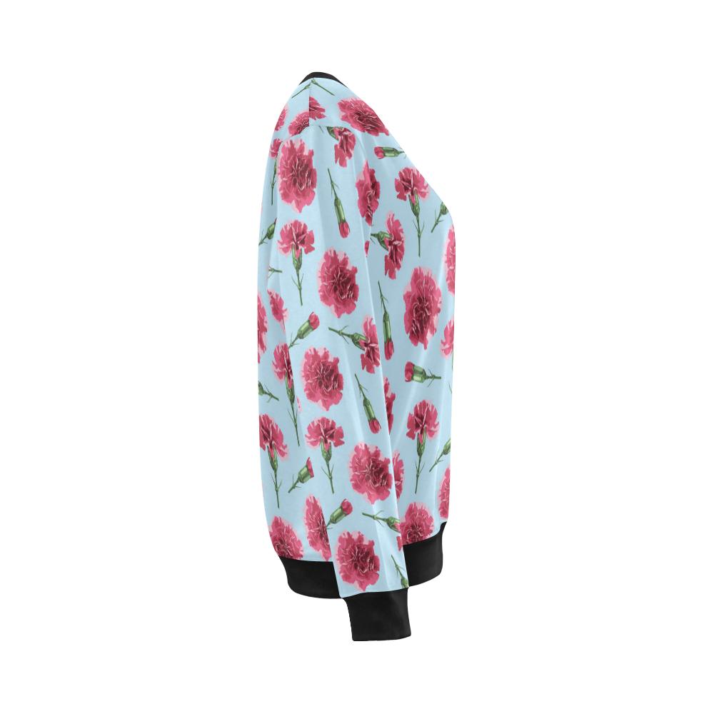 Carnations Pattern Print Design CN01 Women Long Sleeve Sweatshirt-JorJune