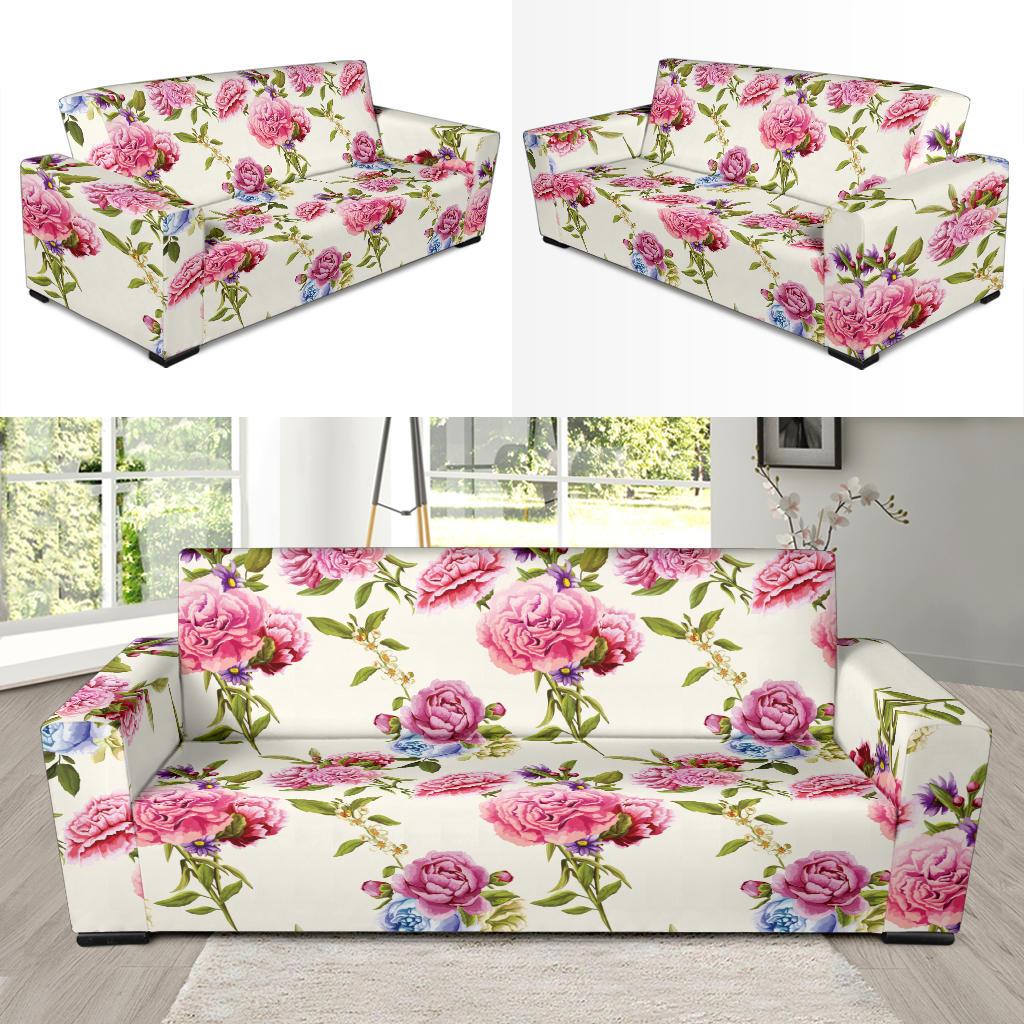 Carnations Pattern Print Design CN03 Sofa Slipcover-JORJUNE.COM