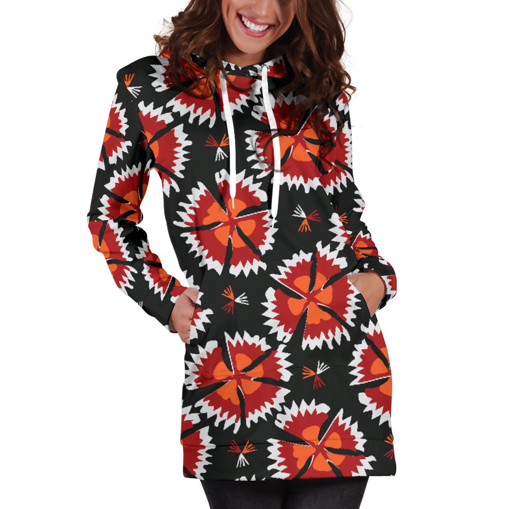 Carnations Pattern Print Design CN03 Women Hoodie Dress