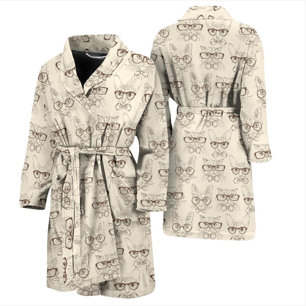 Cat Pattern Print Design 02 Men Bathrobe-JORJUNE.COM