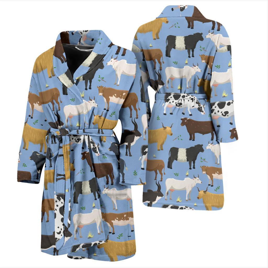 Cattle Pattern Print Design 02 Men Bathrobe-JORJUNE.COM
