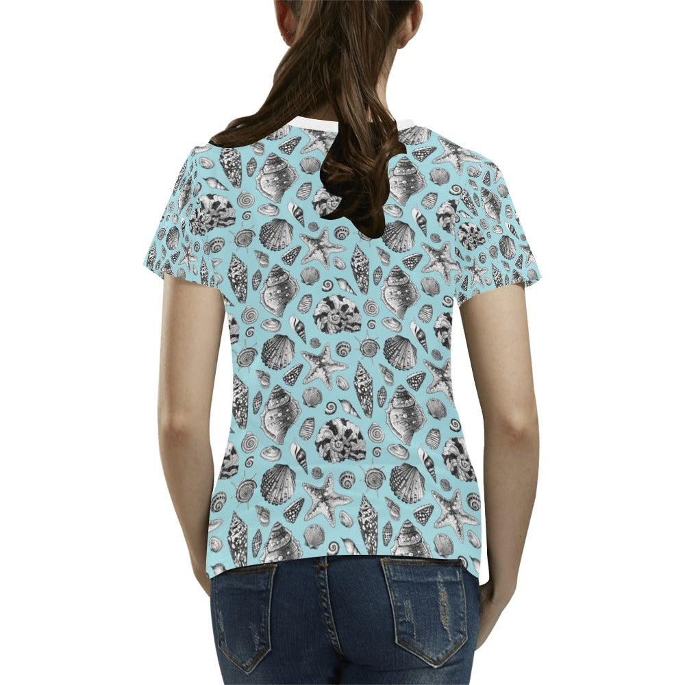 Seashell Beach Print Design LKS302 Women's T-shirt