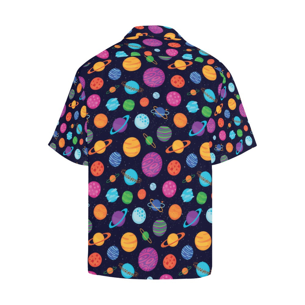 Planet Multicolor Print Design LKS302 Men's Hawaiian Shirt