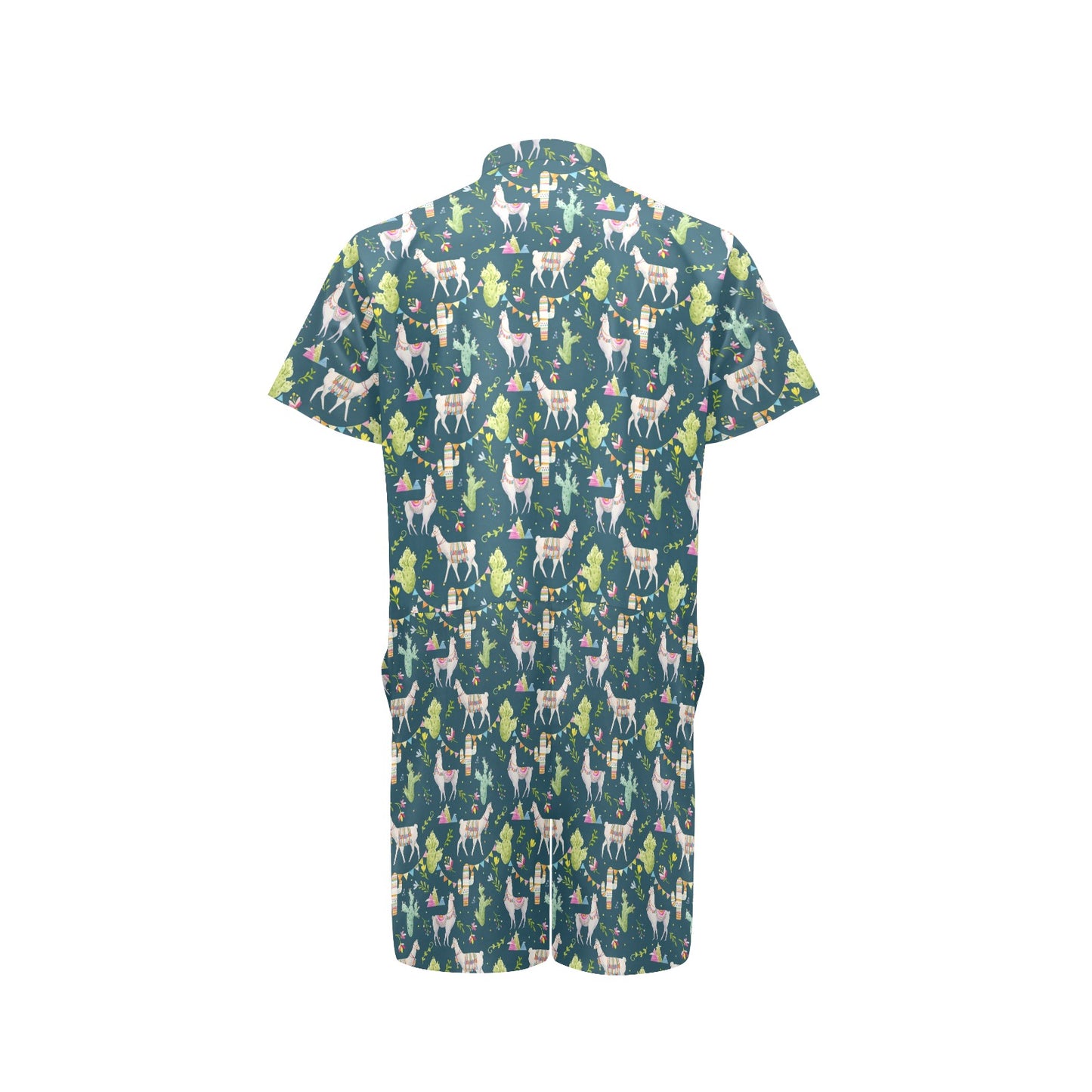 Llama with Cactus Design Print Men's Romper