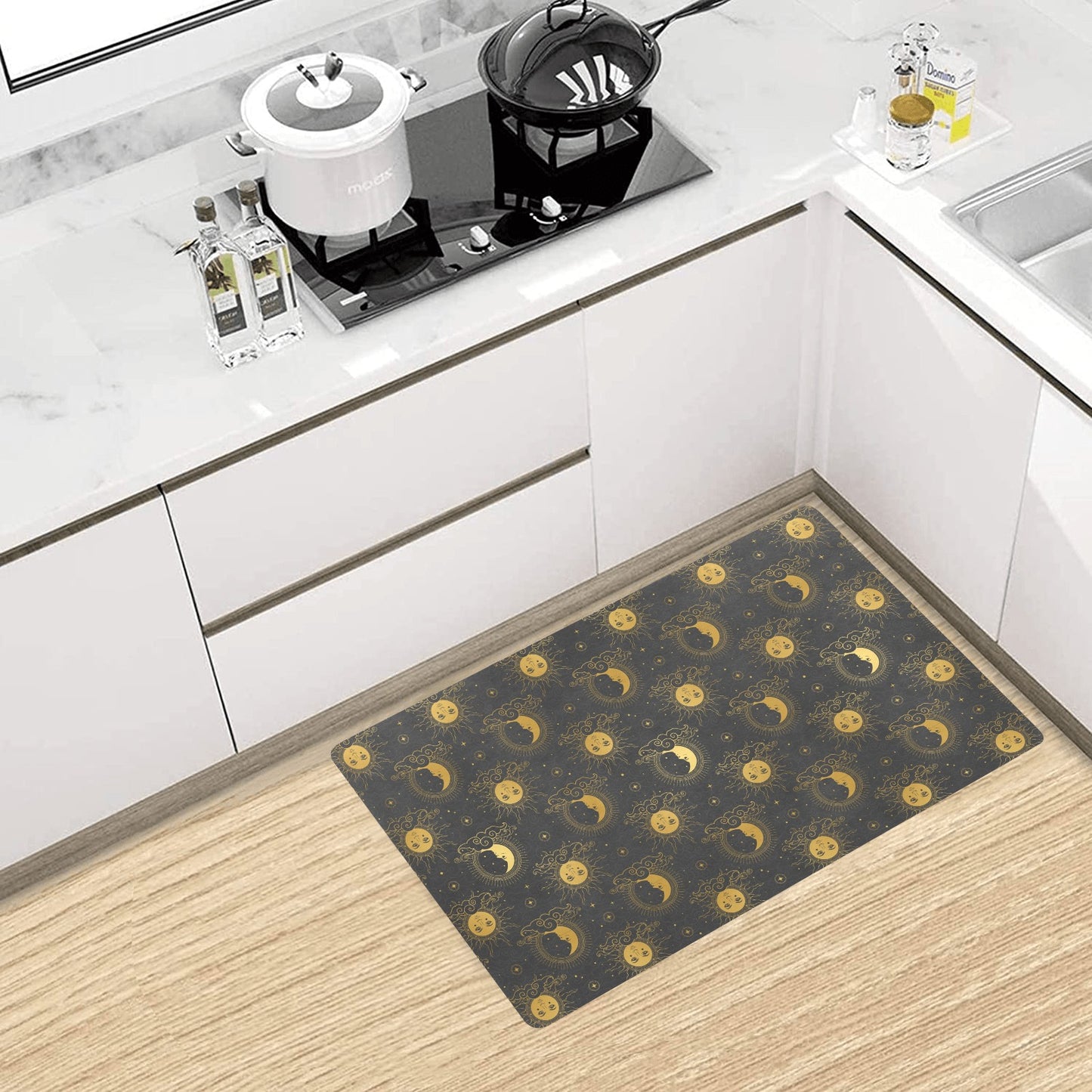 Celestial Moon Sun Pattern Print Design 05 Kitchen Mat