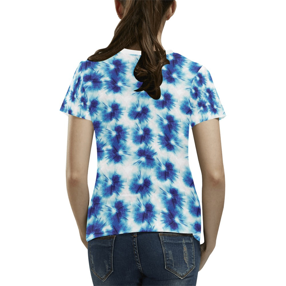 Tie Dye Blue Print Design LKS305 Women's T-shirt