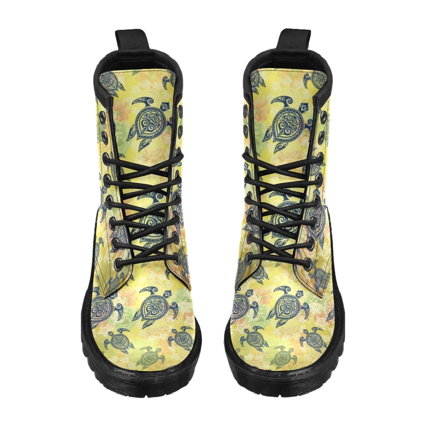 Hawaiian Turtle Tribal Design Print Women's Boots
