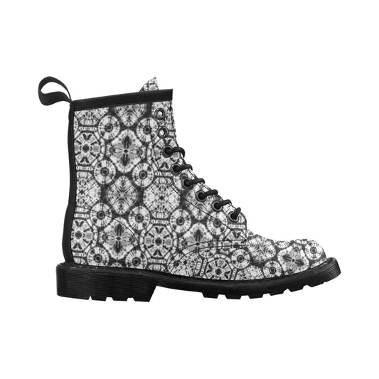 Tie Dye Black White Design Print Women's Boots