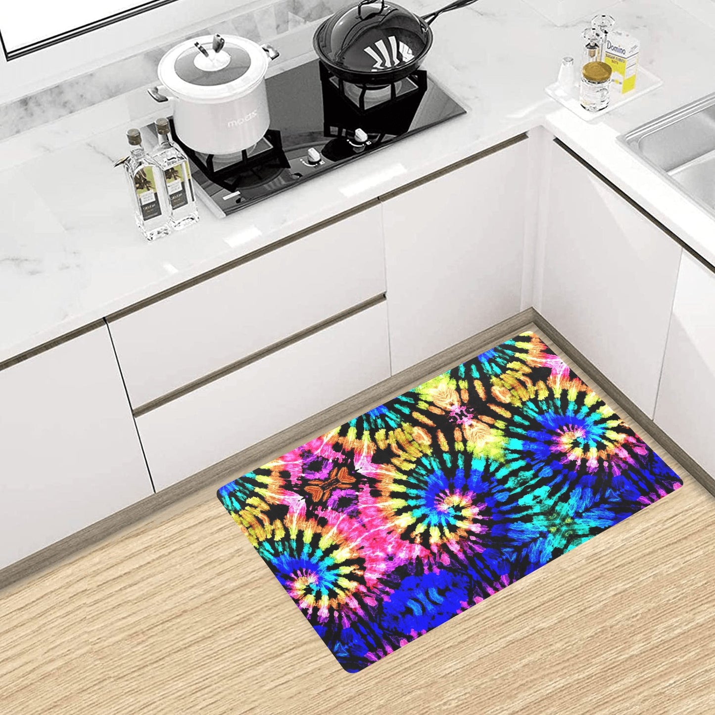 Tie Dye Rainbow Design Print Kitchen Mat
