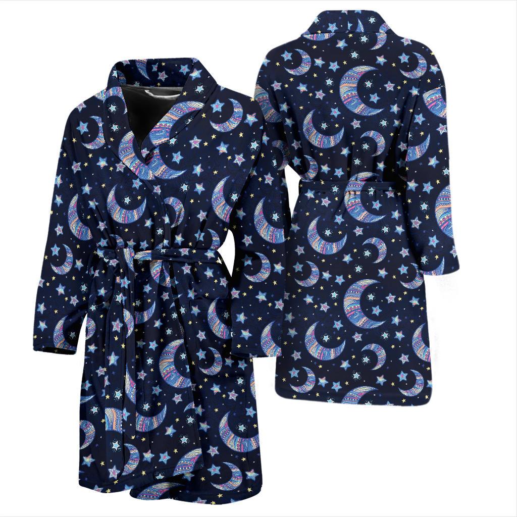 Celestial Moon Pattern Print Design 03 Men Bathrobe-JORJUNE.COM
