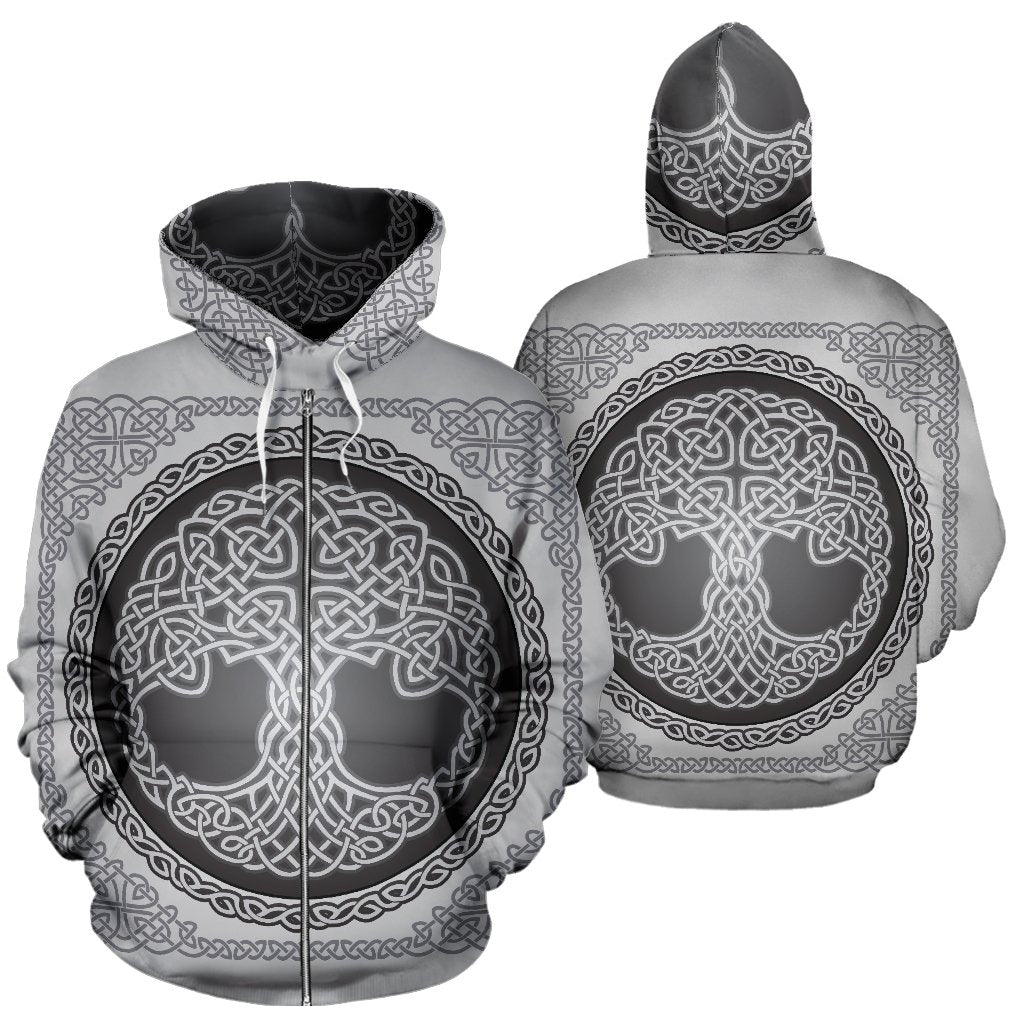 Celtic Tree of life Print All Over Zip Up Hoodie