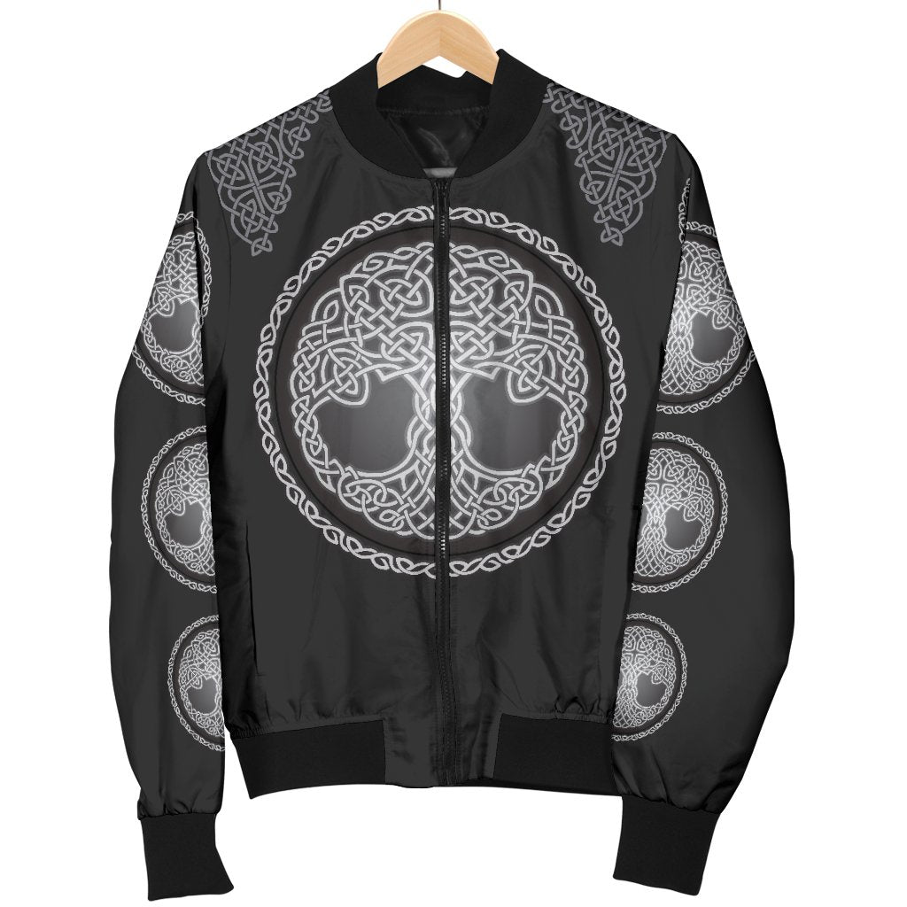 Celtic Tree of Life Print Women Casual Bomber Jacket