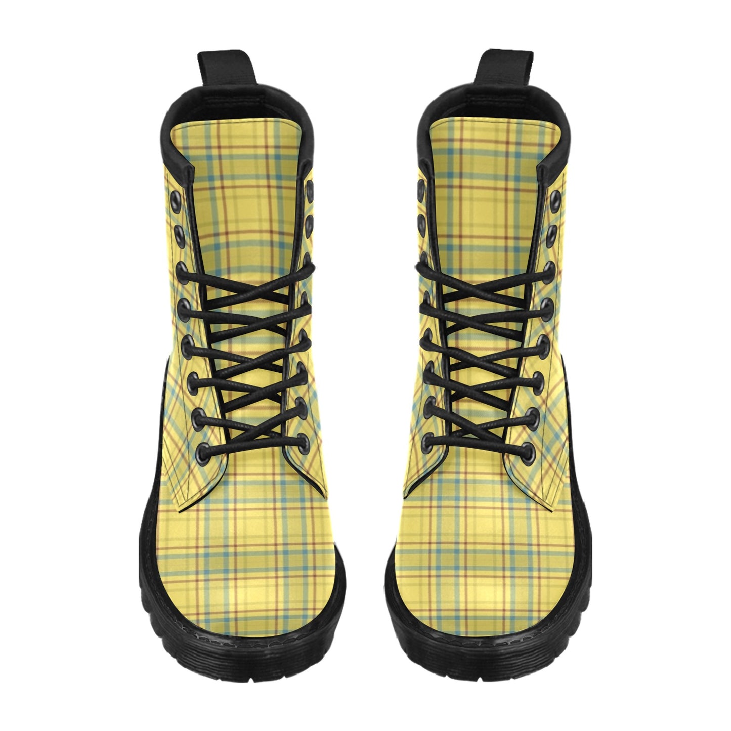 Tartan Yellow Print Design LKS301 Women's Boots