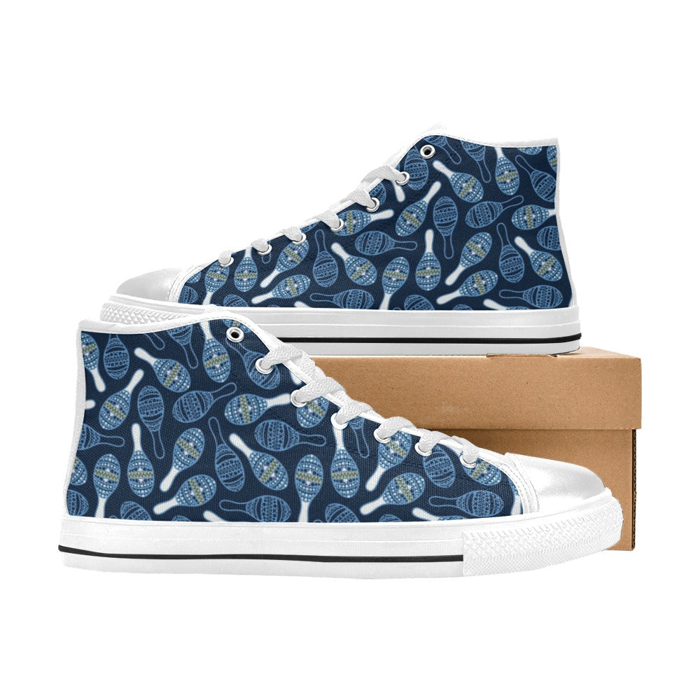 Maracas Print Design LKS401 High Top Women's White Shoes