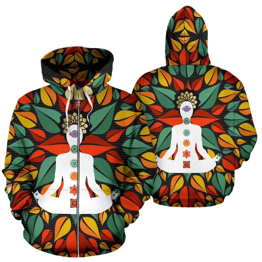 Chakra Yoga All Over Zip Up Hoodie