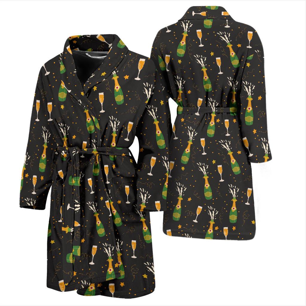 Champagne Pattern Print Design 04 Men Bathrobe-JORJUNE.COM