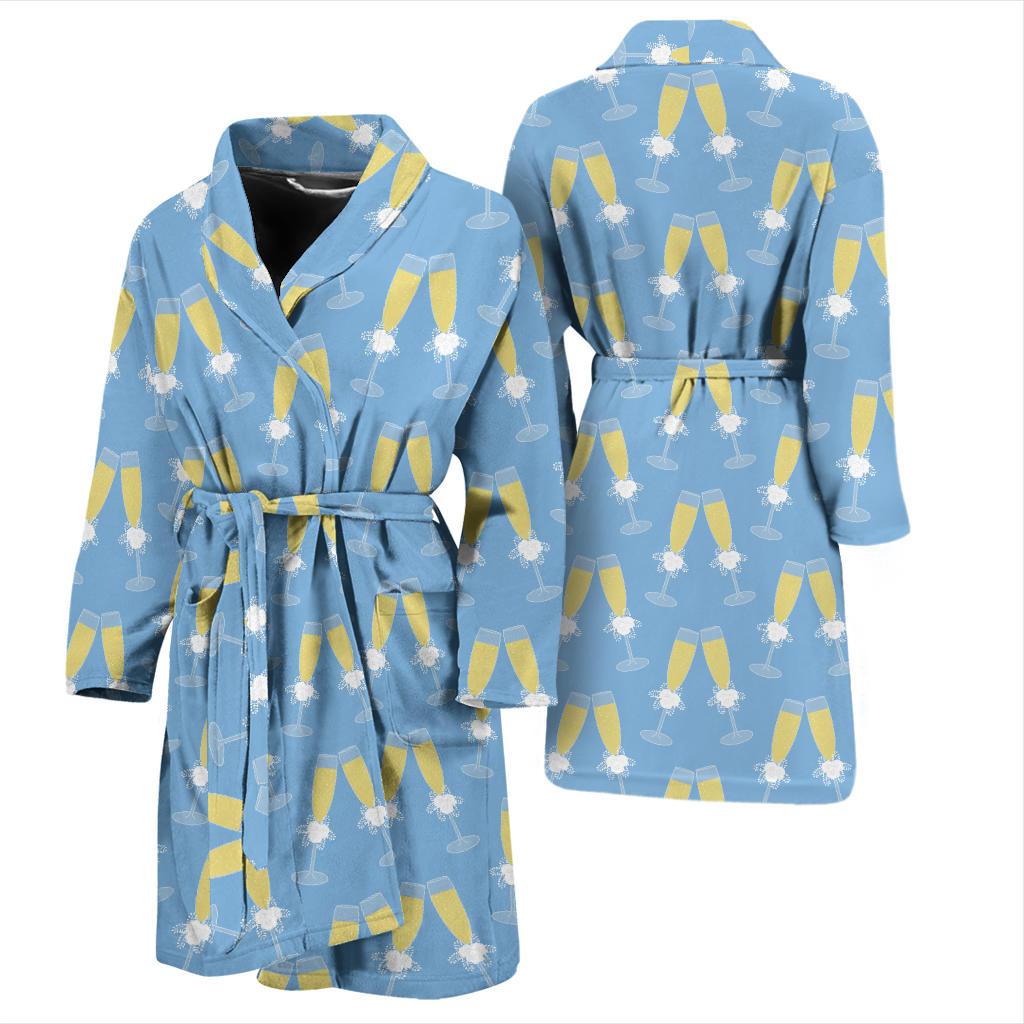 Champagne Pattern Print Design 06 Men Bathrobe-JORJUNE.COM
